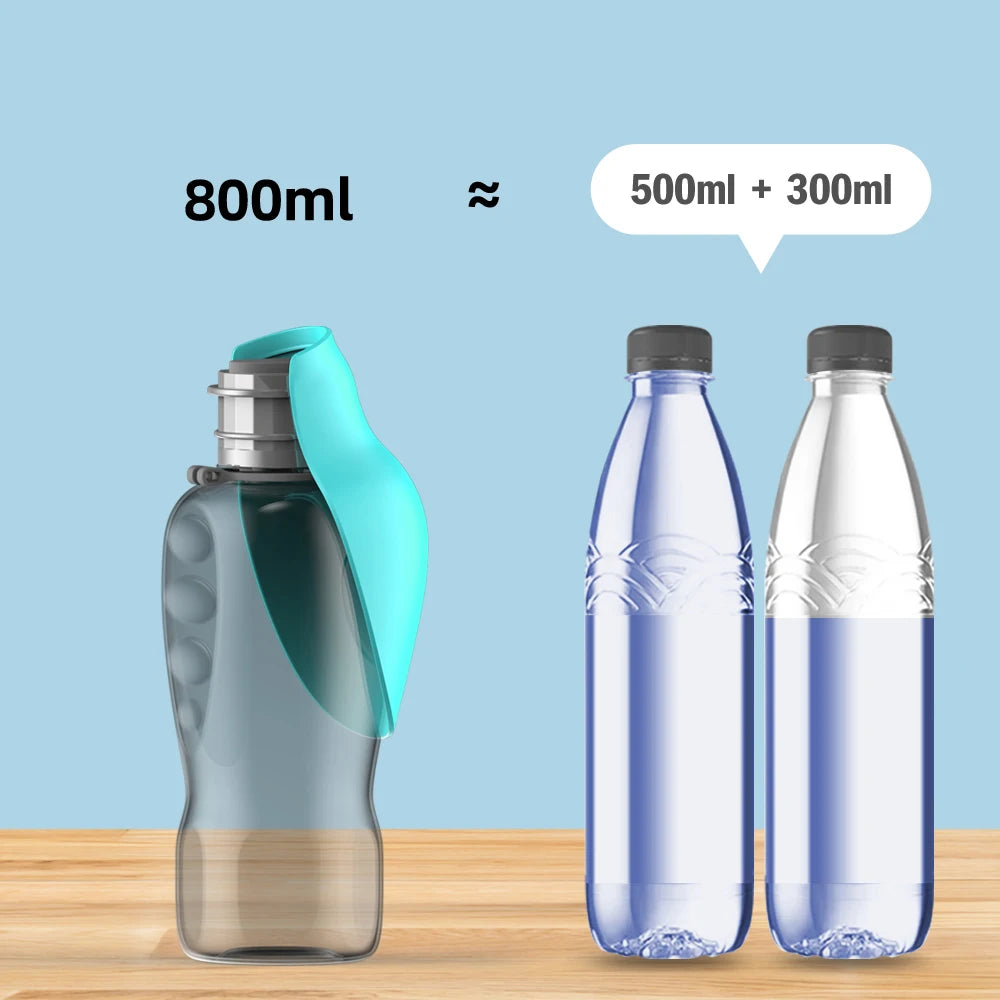 800ml Portable Water Bottle for Large Dogs - Foldable Drinking Bowl for Outdoor Travel and Hiking